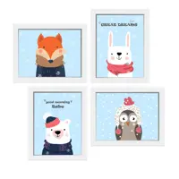 استیکر و تابلو کودک و نوزاد مدل Playful fox مجموعه 4 عددی