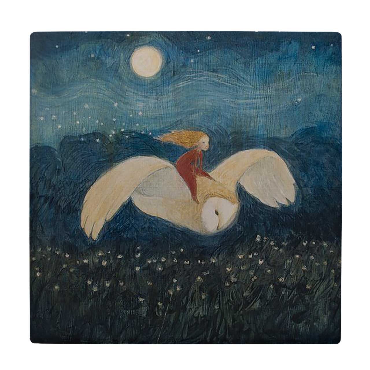  زیر لیوانی  طرح نقاشی دختر جغد سوار کد    6167472_5535