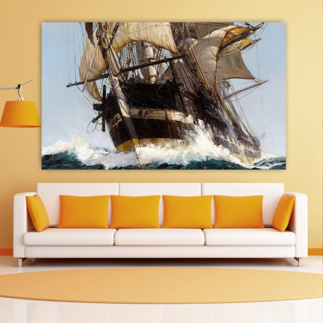 تابلو بوم طرح نقاشی کشتی و دریا کد HB127