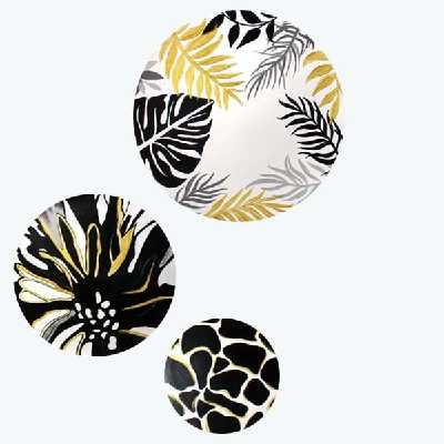 بشقاب دیوارکوب سفالی طرح کوبیسم مجموعه 3 عددی