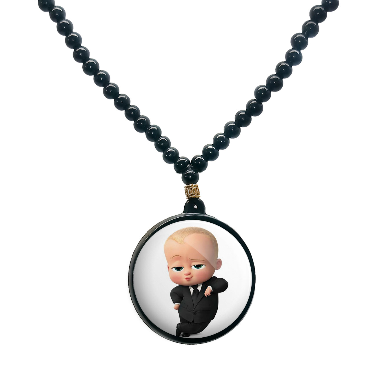 گردنبند پرمانه طرح بچه رئیس کد pmd.4737 مدل دو طرفه