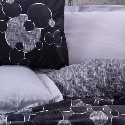 سرویس ملحفه کاتن باکس مدل Dark Round Gri دو نفره 4 تکه