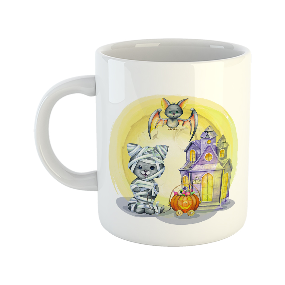 ماگ طرح گربه بامزه و خفاش