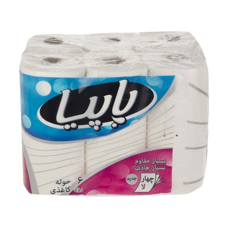 دستمال حوله ای پاپیا مدل 4 لایه بسته 6 عددی 