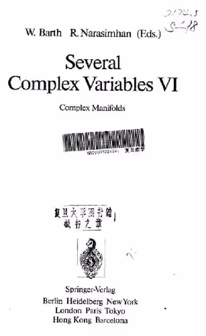 خرید و دانلود نسخه کامل کتاب Several complex variables 06: complex manifolds