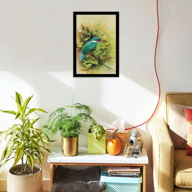 تابلو مدل دکوراتیو طرح نقاشی پرنده روی شاخه | دنیای قاب