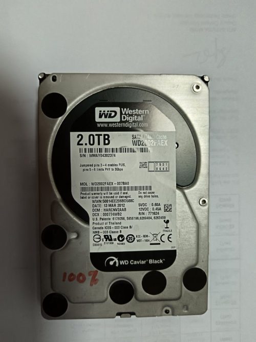 هارد 2 ترابایت WD BLACK (استوک-تولید 2014)کارکرد کمتر از 100 روز