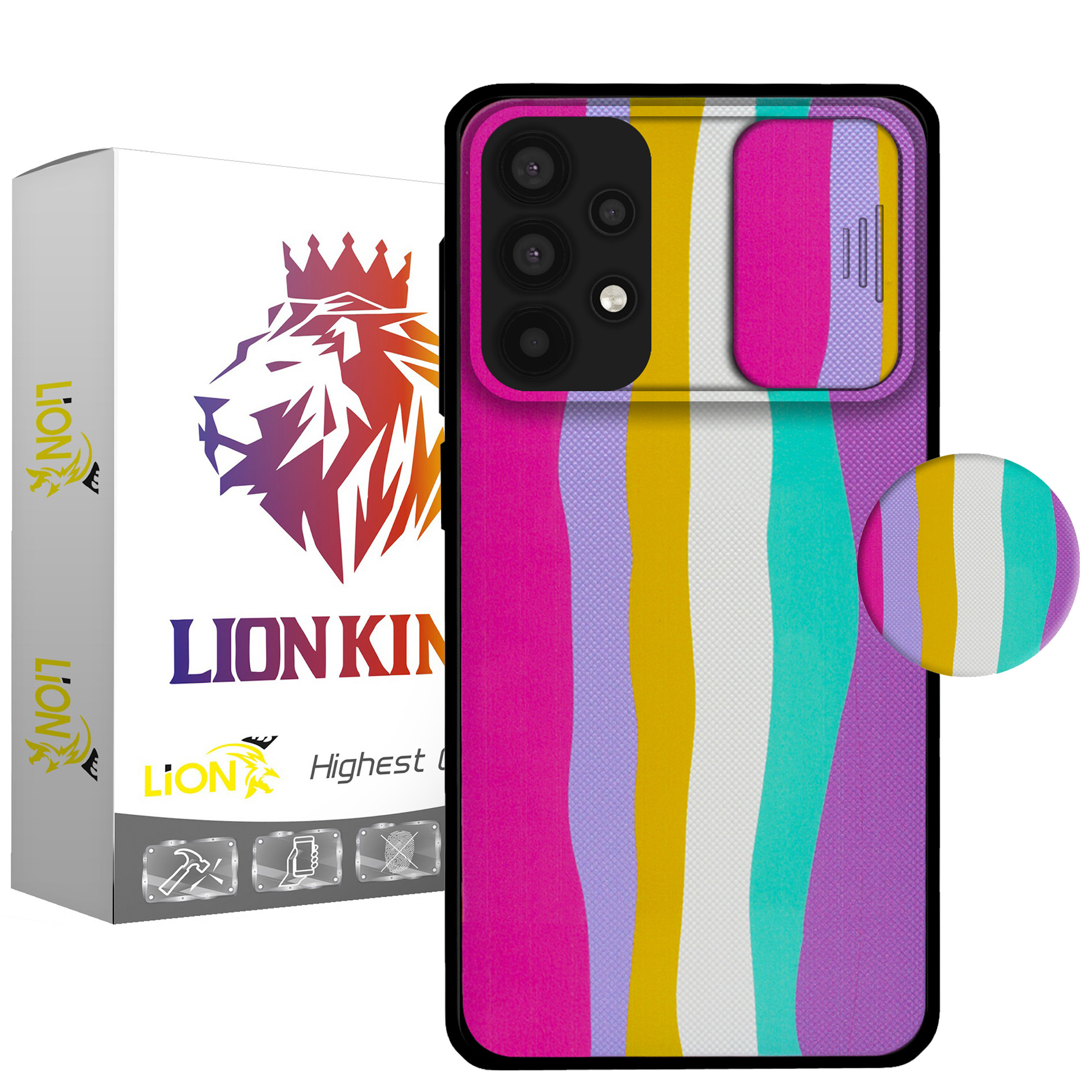    کاور لاین کینگ مدل Raginkamani2 مناسب برای گوشی موبایل سامسونگ Galaxy A32 4G به همراه پایه نگهدارنده