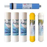 فیلتر دستگاه تصفیه آب آکوا پیورست مدل پست کربن مینرال مجموعه 5 عددی به همراه فیلتر فیلمتک مدل 75G