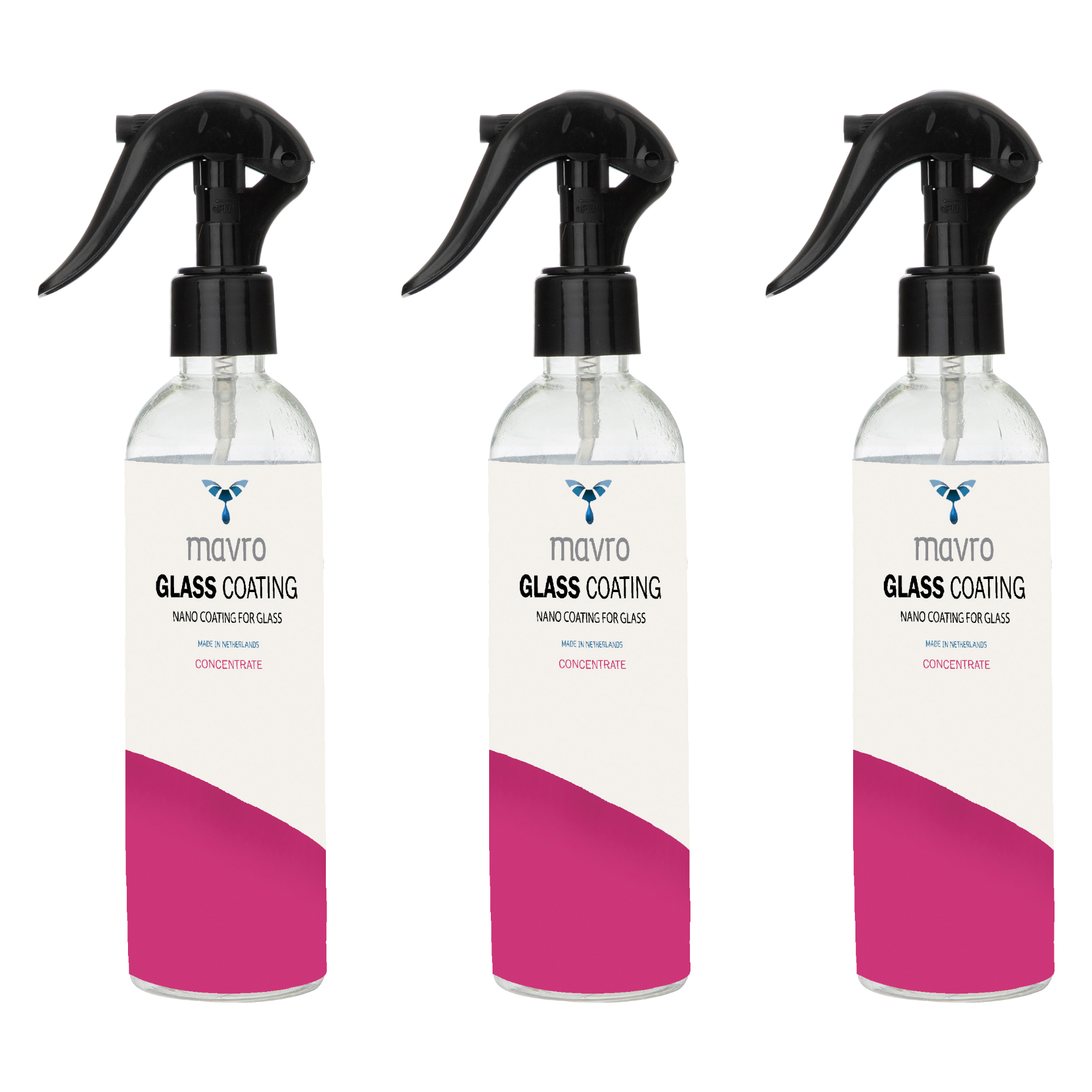 محلول نانو آبگریز ضد لک و جرم شیشه و سطوح سیقلی ساختمان ماورو مدل XP-100 حجم 250 میلی لیتر بسته 3 عددی