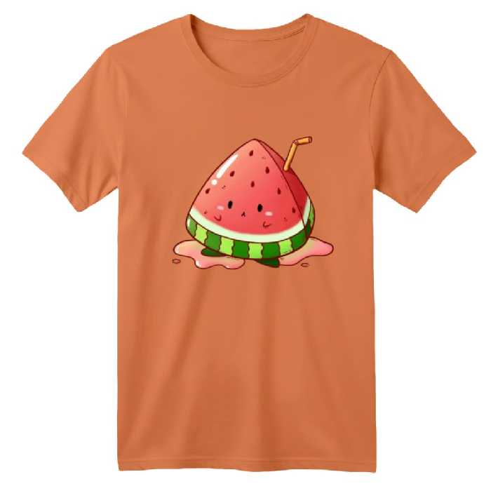 تی شرت آستین کوتاه بچگانه مدل هندوانه یلدایی کد 52 رنگ گلبهی