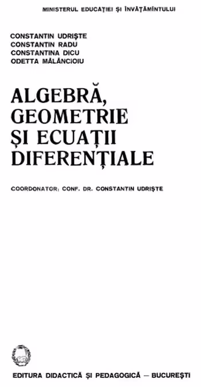 خرید و دانلود نسخه کامل کتاب Algebră, geometrie și ecuații diferențiale