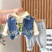 ست سه تیکه وارداتی جنس خودی نخ پنبه جنس وست جین جنس شلوار اسلش بسیار باکیفیت 