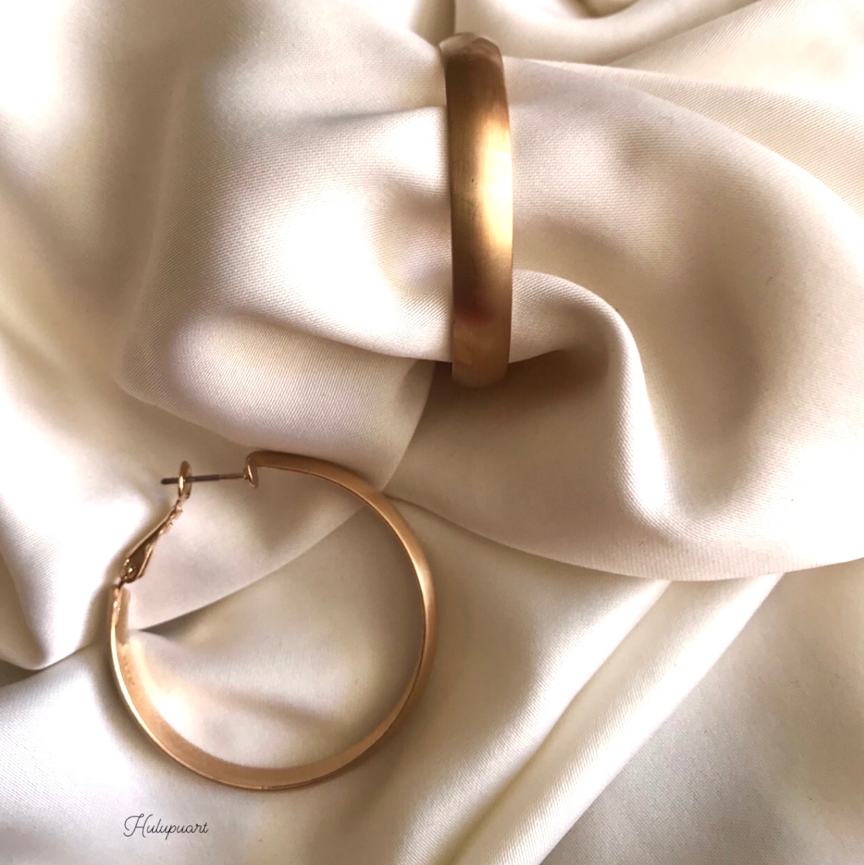 گوشواره حلقه استیل آبکاری طلا Hulupuart برند Iam