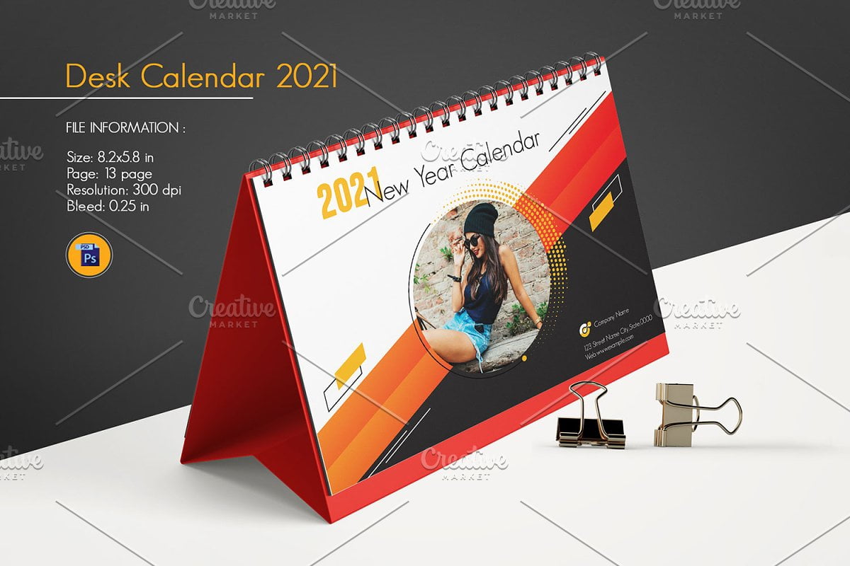 دانلود طرح تقویم رومیزی Desk Calendar 2021 V29
