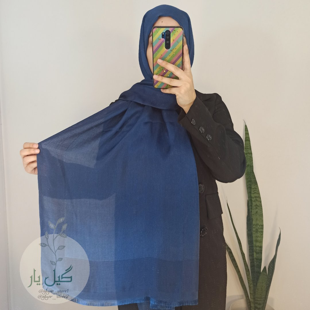 شال بامبو سرمه ای  قواره 2در80 ، دو روی مات و براق ، دور دوخت)