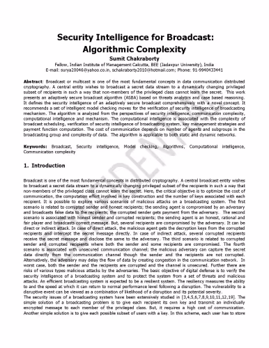 خرید و دانلود نسخه کامل کتاب Security Intelligence for Broadcast: Algorithmic Complexity