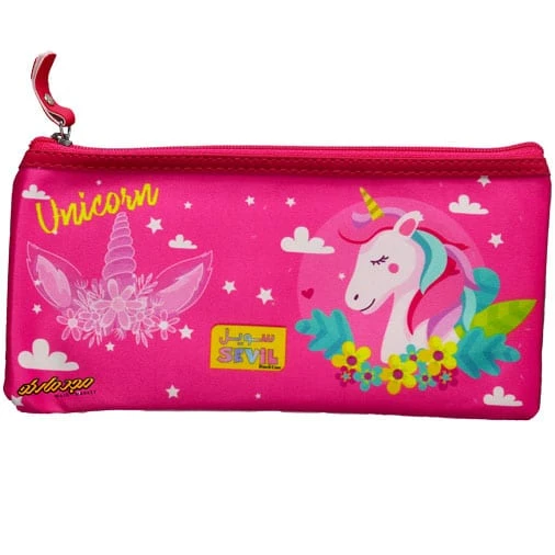 پوشه پارچه ای زیپ دار سایز ملخی طرح تک شاخ سویل