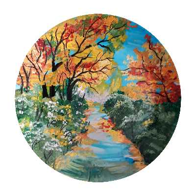 بشقاب سفالی طرح منظره کد D19-S25