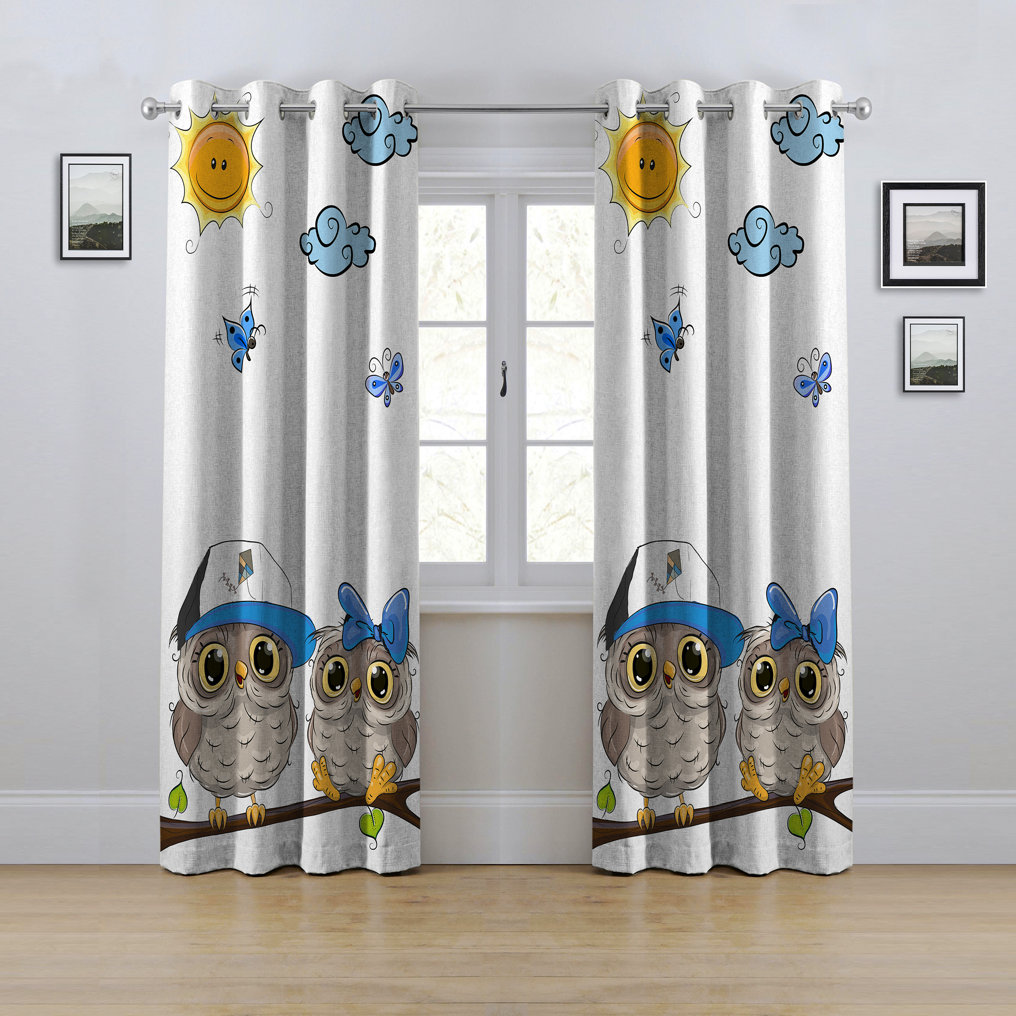 پرده مدل پانچی طرح جغد سایز 280x145 سانتی متر