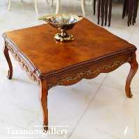 میز وسط چوبی قهوه ای مربع برنزکوب