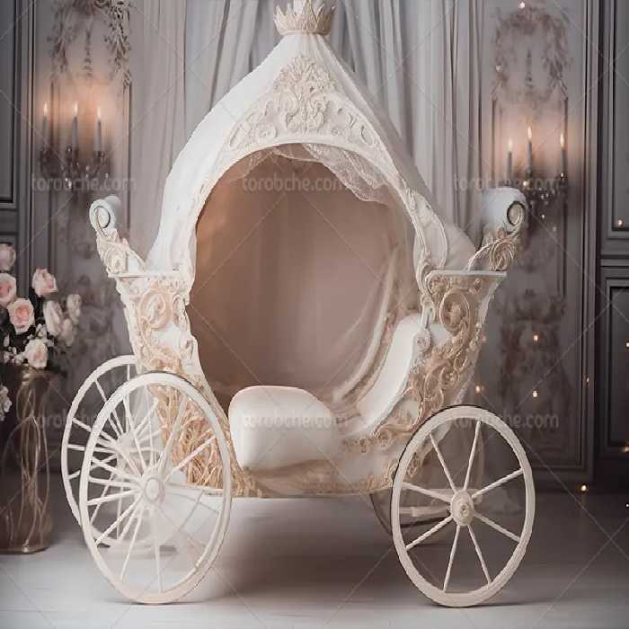 بک دراپ عکاسی کالسکه با گل سفید | گرافیک با طعم تربچه