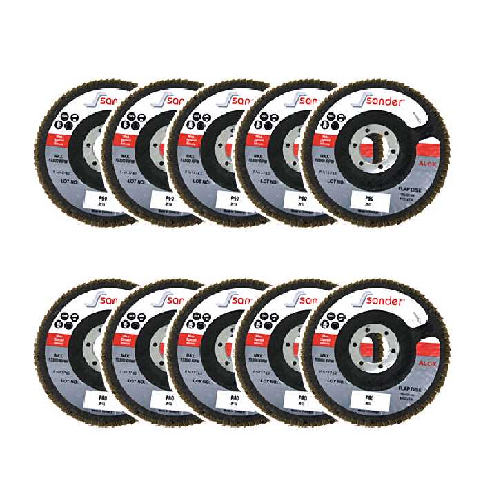 مجموعه 10 عددی سنباده فلاپ دیسک ساندر مدل AAALOXP60