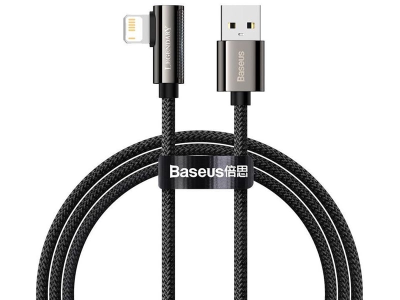 کابل شارژ و انتقال داده لایتنینگ بیسوس Baseus Legend Elbow iP Cable 1m 24A CALCS-01