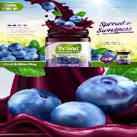 وکتور تبلیغاتی مربای زغال اخته | گرافیک با طعم تربچه