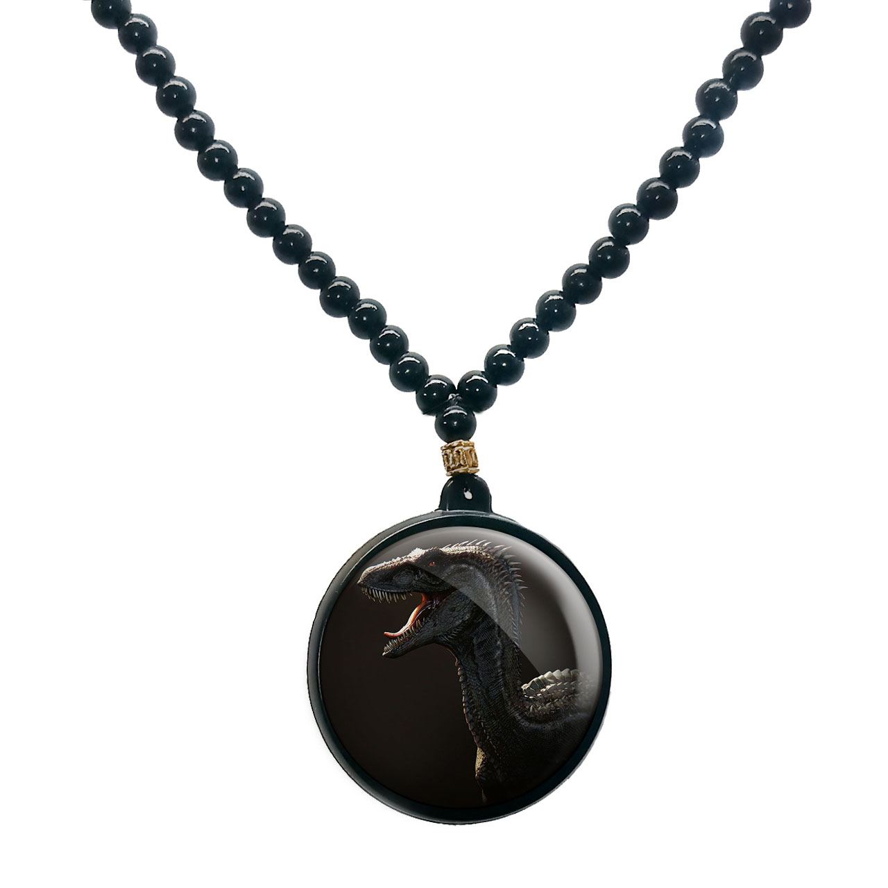 گردنبند پرمانه طرح دایناسور ها کد pmd.23351 مدل دو طرفه