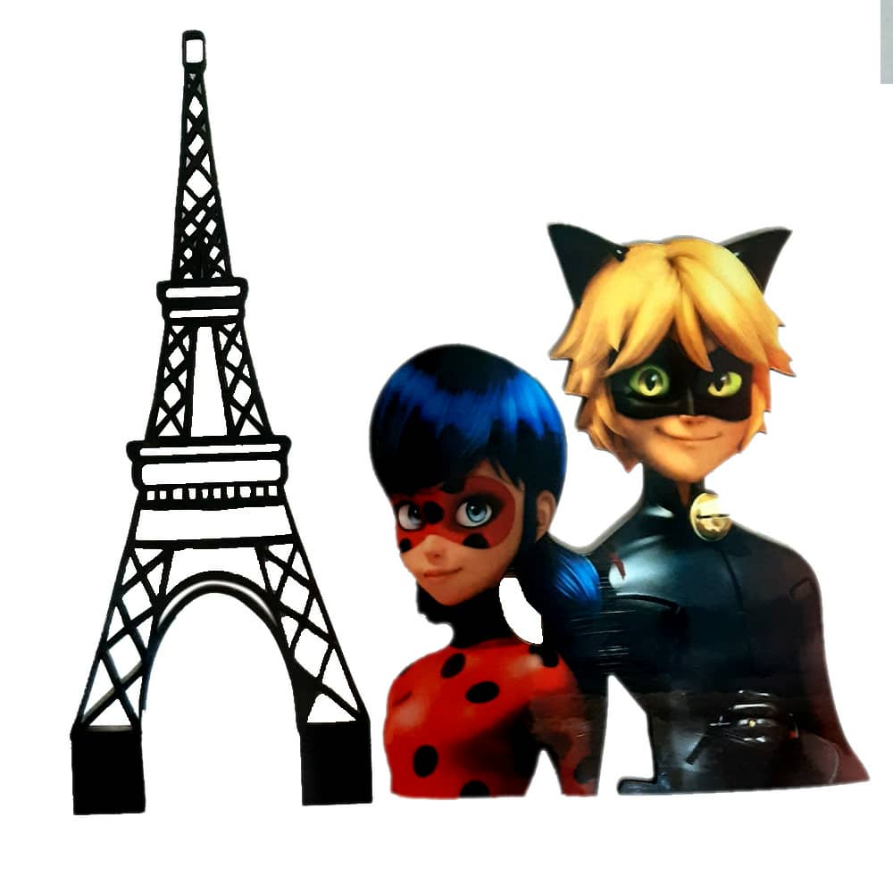  تاپر تزیین کیک به گز مدل دختر کفشدوزکی و پسر گربه ای مجموعه 2 عددی