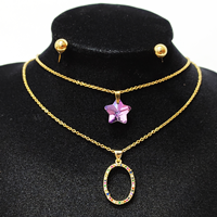 نیم ست بدلیجات دو زنجیری  رنگ ثابت طرح ستاره و حلقه STAINLESS STEEL