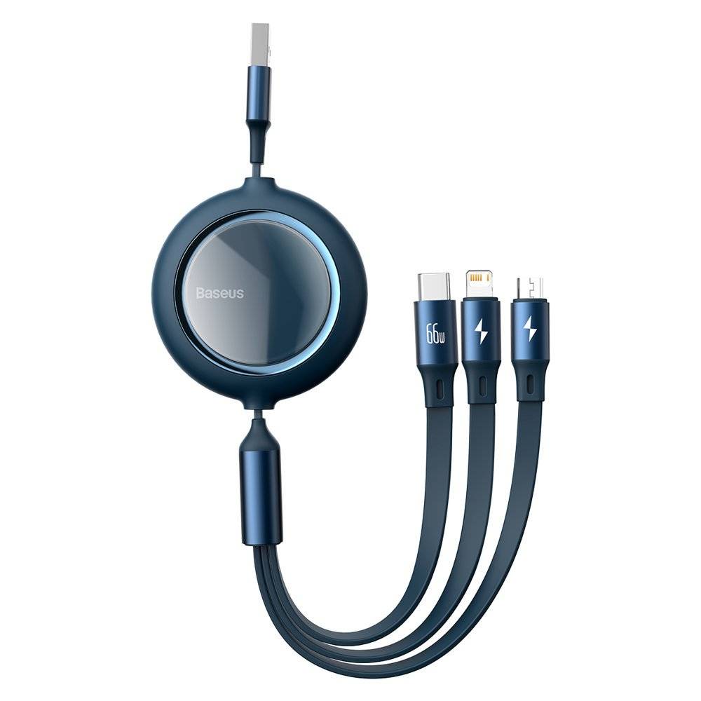کابل تبدیل USB به USB-C/microUSB /لایتنینگ باسئوس مدل Bright Mirror 66W طول 1.2 متر