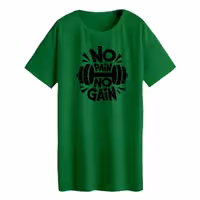 تی شرت لانگ زنانه مدل no pain no gain رنگ سبز