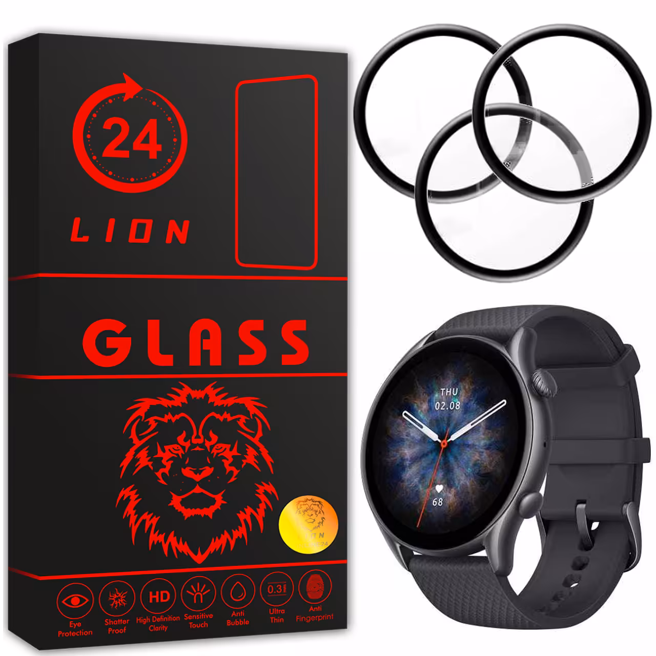 محافظ صفحه نمایش لاین مدل RT007 مناسب برای ساعت هوشمند شیایومی Amazfit GTR 3 Pro بسته سه عددی