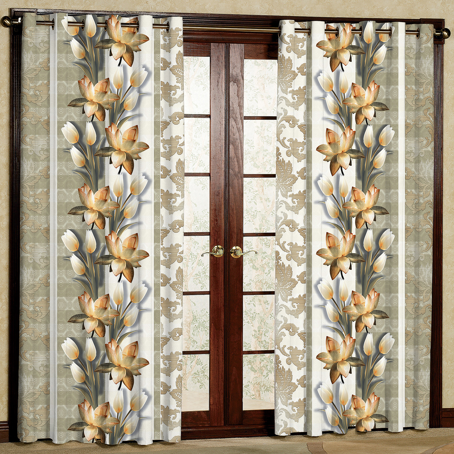 پرده مدل گلدار هازان پانچی کد 4282 سایز 140x200 سانتی متر