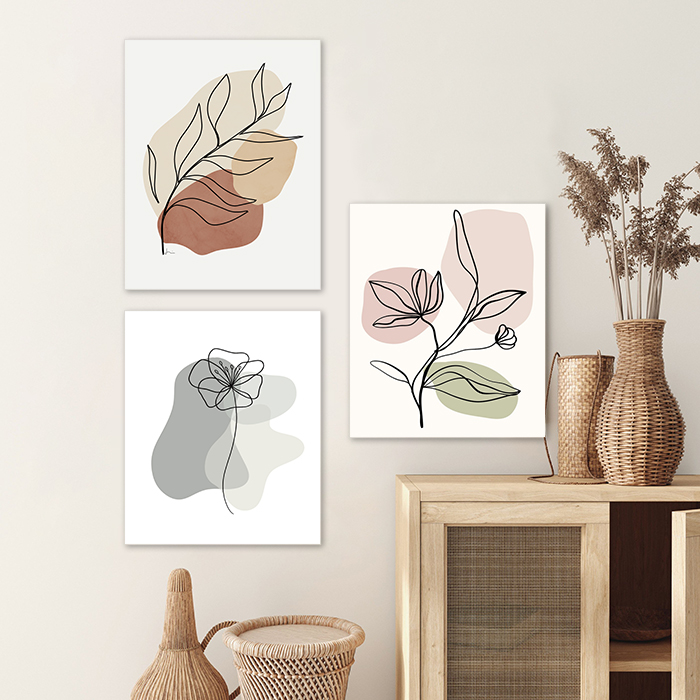 تابلو شاسی مدل گل و برگ طرح 725 مجموعه 3 عددی