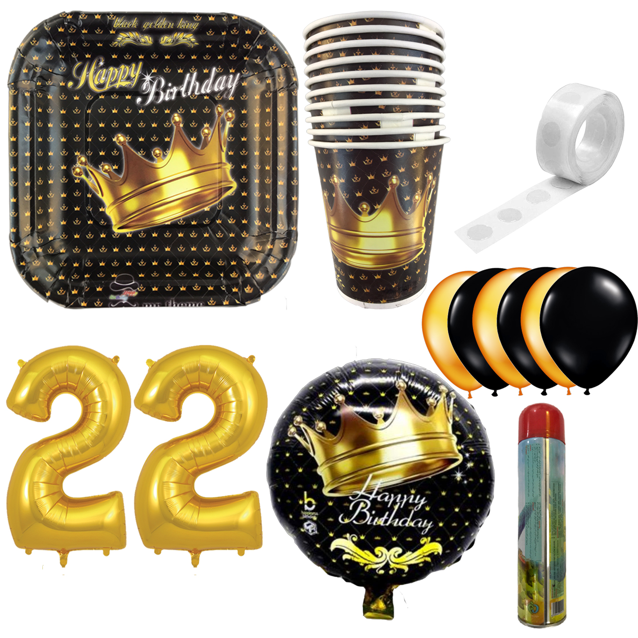 مجموعه 30 عددی تم تولد مستر تم طرح تاج کینگ کد 22