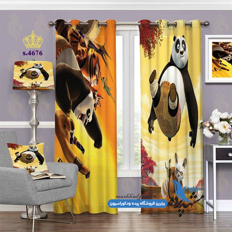 پرده پانچ کودکانه طرح پاندا کونگو کار کد s-4676