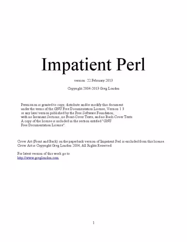 خرید و دانلود نسخه کامل کتاب Impatient Perl