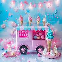 بک دراپ تابستانه با بستنی و بادکنک | گرافیک با طعم تربچه