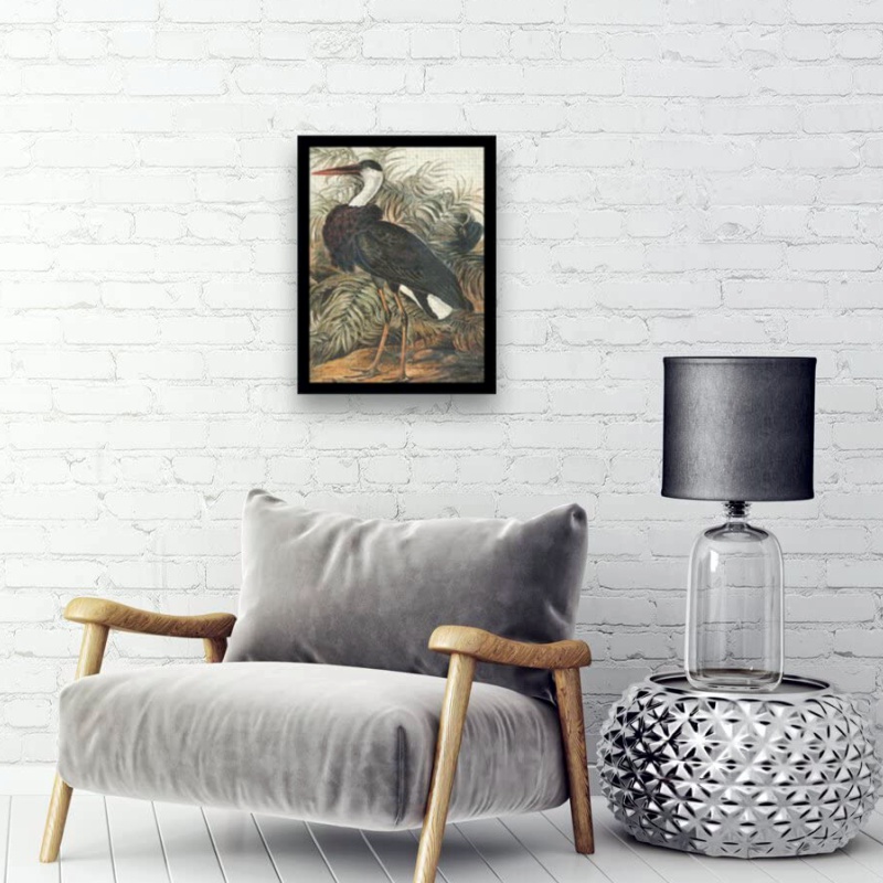 تابلو طرح نقاشی رنگ و روغن مرغ ماهیخوار