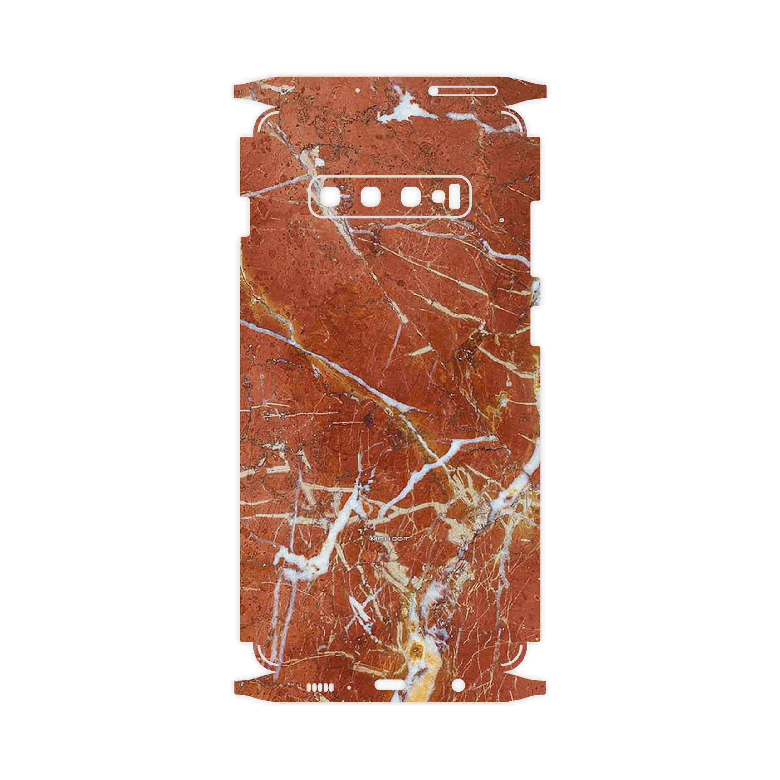 برچسب پوششی ماهوت مدل Red Marble-FullSkin مناسب برای گوشی موبایل سامسونگ Galaxy S10 Plus