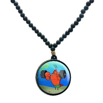 گردنبند پرمانه طرح باب اسفنجی کد pmd.1607 مدل دو طرفه