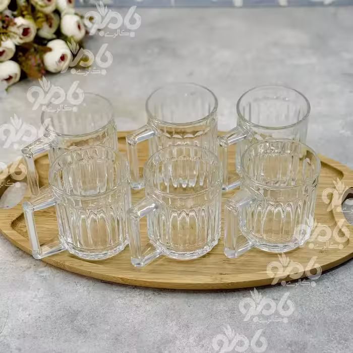 لیوان شیشه ای دسته دار کلاسیک 6عددی