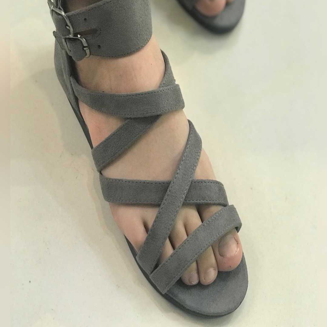 صندل زنانه ضربدری طوسی کد566
