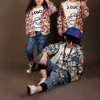 دو تیکه اسپورت بچگانه شیک و خوشگل بارونی و تیشرت جنس بارونی مموری آستر دار تیشرت پنبه مناسب حدود سنی 3 تا 8 سال 