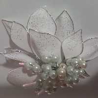 شونه با برگهای رزینی و گلهای مروارید سنگی 