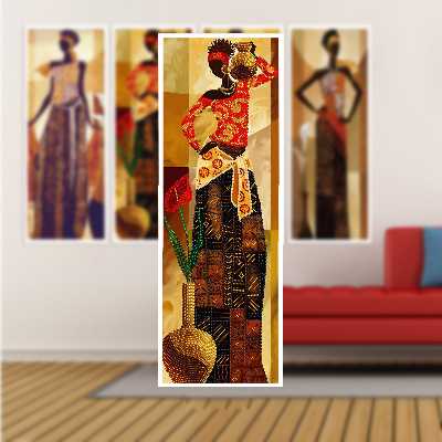 تابلو بکلیت طرح زن آفریقایی مدل دکوراتیو W-384 مجموعه 4 عددی