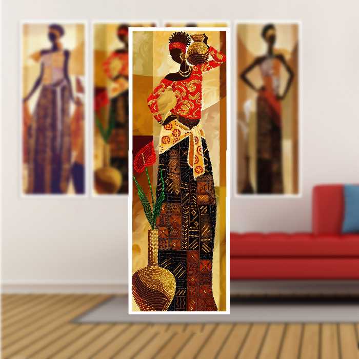 تابلو بکلیت طرح زن آفریقایی مدل دکوراتیو W-384 مجموعه 4 عددی